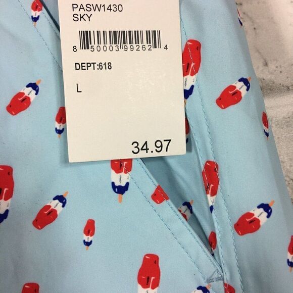 Public Art Swim Shorts Green Size L Drawstring Liner Elastic Popsicle Print NWT - Picture 4 of 7